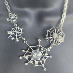 Elegant Silver Spider Web Necklace
